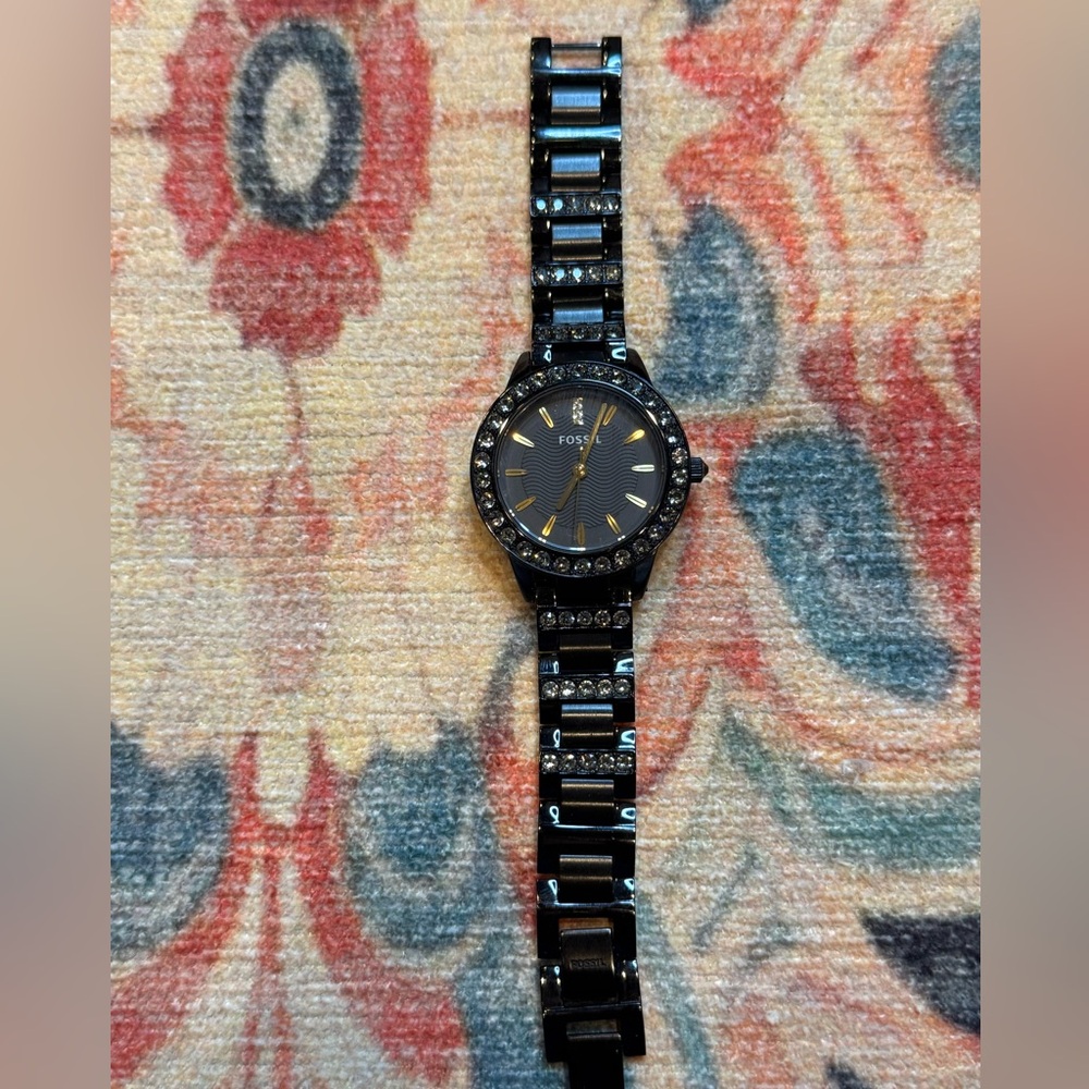 FOSSIL Women’s ES3649 Jesse Crystal Accented Black Stainless Steel Watch - Picture 2 of 9